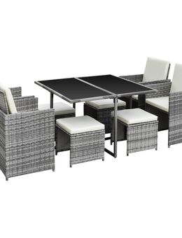 9-teilige Sitzgruppe Gartenmöbel Gartenset Lounge Polyrattan Rattan Essgruppe - Wuppertal