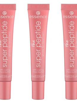 Essence Lippenbalsam the super peptide glossy lip treatment, 3-tlg., mit milchig glänzender Textur