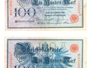2 Historische Banknoten, 1908, Reichsbanknote 100 Mark - Dresden