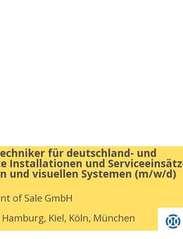 Leitender Techniker für deutschland- und europaweite Installationen und Serviceeinsätze an auditiven und visuellen Systemen (m/w/d) - Kiel