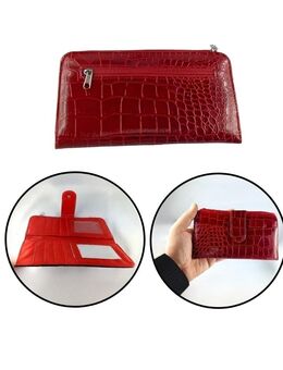 Damen Herren Geldbeutel Frauen Krokodesign Brieftasche Geldbörse Rot Reißverschluss Weinrot 18x10cm 14,90€* - Villingen-Schwenningen