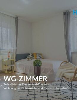 WG-ZIMMER - Teilmöbliertes Zimmer in 4-Zimmer-Wohnung mit Einbauküche und Balkon in Feuerbach - Stuttgart