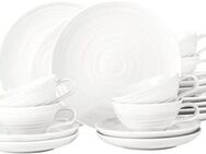 Seltmann Weiden Teeservice Geschirr-Set, 18 Teile, Terra, klein (18-tlg), 6 Personen, Porzellan, Relief/weiss, Made in Germany