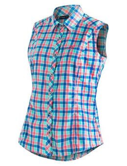 Maier Sports Funktionsbluse Paloma Karierte, ärmellose Bluse für Wandern, Reisen und Freizeit