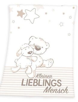 Babydecke Kleiner Lieblingsmensch, Herding, mit Teddy und Schaf, Kuscheldecke