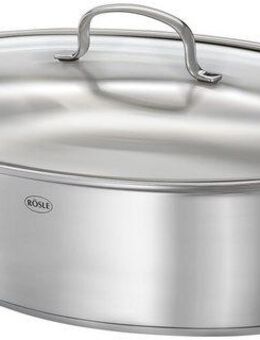 RÖSLE Bräter ELEGANCE, Edelstahl 18/10 (1-tlg), oval, mit Glasdeckel, spülmaschinen-, backofen- und induktionsgeeignet