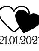 Bügelbild / Aufbügler / Herzen mit Datum / Hochzeit / Just Married / Bügelfolie in 34516