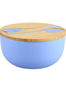 KESPER® Salatschüssel Salatschale mit Deckel und Salatbesteck, Polypropylen, (Set, 4-tlg), Deckel aus FSC®-zertifiziertem Bambus