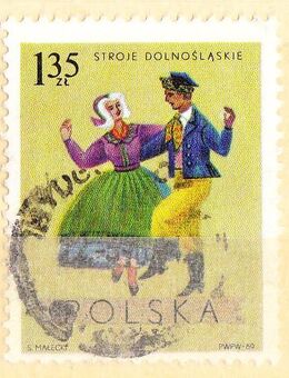 Polnische Briefmarken Volkstänzer (441) - Hamburg