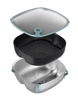 Philips Grillpfanneneinsatz HD9960/00, 2-in-1: Wokpfanne und Dampfgareinsatz Airfryer Zubehör, Edelstahl, kompatibel mit Philips Airfryer Combi 7000 Series, spülmaschinenfest