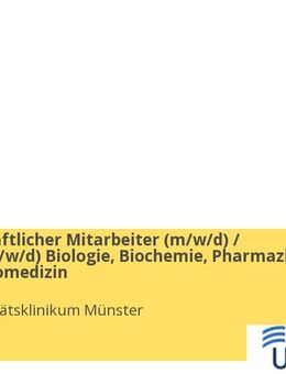Wissenschaftlicher Mitarbeiter (gn*) / Postdoc (gn*) Biologie, Biochemie, Pharmazie, Chemie, Biomedizin - Münster