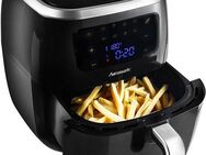 Hanseatic Heißluftfritteuse HFH1800-6BD, XXL 6 L, Dörrfunktion, 1800 W, Touchdisplay, 8 voreingestellte Programme