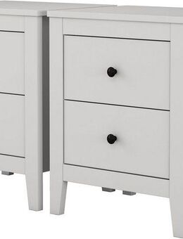 OTTO home Nachtkommode Borkum Nachttisch Set im Landhaus Design weiß Bestseller (Set, 2 Schränke im Set, schwarze Griffe aus Metall), Nachttisch Set mit je 2 Schubladen, Beistelltisch