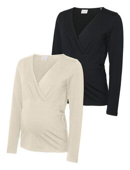 Mamalicious Umstandsshirt MLKERRIE TESS LS JRS TOP 2-P NOOS (Packung, 2-tlg)