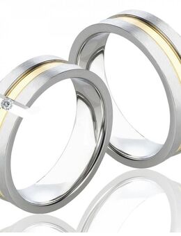 Paarringe aus Edelstahl LUC45 mit Diamant - Aholming