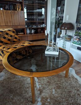 Couchtisch Rauchglas & Teak 60er Vintage Mid century - Ginsheim-Gustavsburg