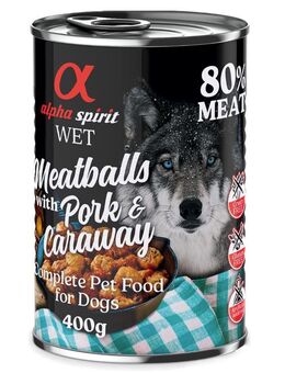 alpha spirit Dog Meatballs 6 x 400 g - Schwein & Kümmel