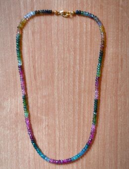 Multi Turmalin Kette, fac. 4,5 mm, 43 cm, 68 Karat, neu - Altenkirchen (Rheinland-Pfalz)