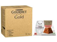 96 x 85 g Jumbopack Gourmet Gold + 4 x 57 g Revelations Fine Cuts gratis! - Raffiniertes Ragout: Rind, Huhn, Thunfisch, Lachs