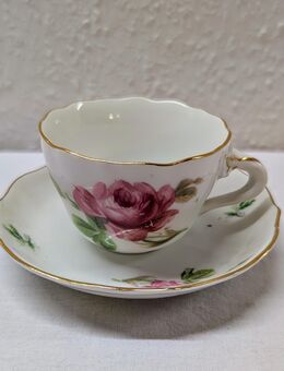Bavaria Porzellan seltene Mokkatasse mit Untere Wildrose Rose - Mendig