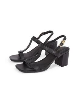 Tommy Hilfiger LEATHER BLOCK HEEL SANDAL Sandalette, Blockabsatz, Abendschuh, Partyschuh mit verstellbarer Schnalle
