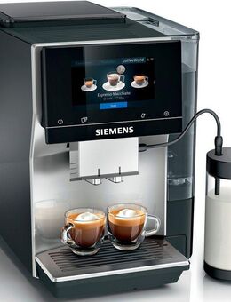 SIEMENS Kaffeevollautomat EQ700 classic TP715D47, Cold Brew, intuitives 5" TFT-Display, App, iaromaSelect, 10 Favoriten, autom. Dampfreinigung,silber metallic