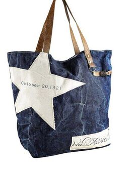 COLLEZIONE ALESSANDRO Schultertasche Jeans Stern, aus Jeansstoff mit Leder Henkel