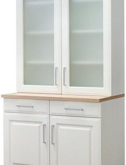 KOCHSTATION Küchenbuffet KS-Stockholm hochwertige MDF-Fronten, 2 Glasrahmentüren, 200 cm hoch, viel Stauraum