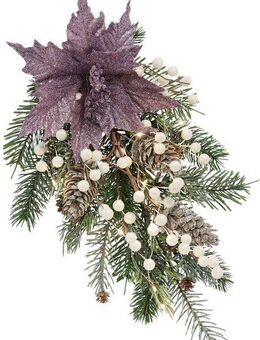 Winterliche Kunstpflanze Gesteck, Poinsettia mit LED Beleuchtung, Weihnachtsdeko, Christstern, Tanne, I.GE.A., Höhe 42 cm, Kunstblumen-Arrangement mit Weihnachtsstern, Weihnachtsgesteck