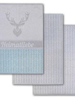 Dyckhoff Geschirrtuch Heimat, mit 3 verschiedenen Motiven, Heimatliebe, (Set, 3-tlg), aus 100% Baumwolle, Maße je Tuch ca. 50x70 cm, mit Hirschmotiv