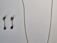 Collier, Halskette mit Rubine 333er Gold und Ohrstecker, ca. 38 cm - Essen