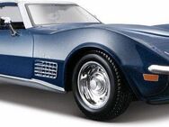 Maisto® Sammlerauto Chevrolet Corvette '70, 1:24, blau, Maßstab 1:24, aus Metallspritzguss