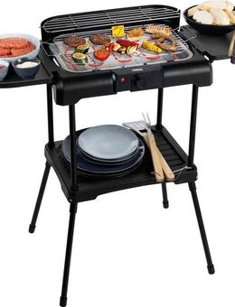 PRINCESS Elektro-Standgrill 112250, 2200 W, mit Seitentischen, schwarz