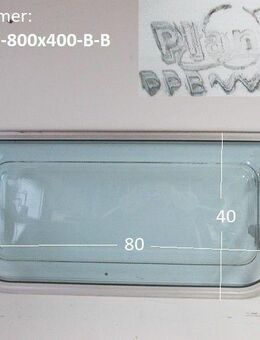 Wohnwagenfenster Planet PPB D352 ca 80 x 40 BADFENSTER (Lagerware -> Neue Ware mit Lagerspuren) Fendt / Tabbert (blau getönt) - Schotten Zentrum