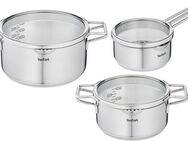 Tefal Topf-Set Nordica, Edelstahl (6-tlg., 1x Kasserolle Ø 16 cm, 1x Kochtopf Ø 20 cm, 1x Kochtopf Ø 24 cm), mit Deckel, nordisches Design, Ausgießer, Doppelgriff, Induktion