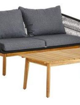 KONIFERA Gartenlounge-Set Paros, (4-tlg), mit Seilgeflecht in schwarz