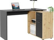 FMD Eckschreibtisch AUGSBURG, Schreibtisch/Sideboard m. Stauraum, beidseitig montierb., 117/148 cm
