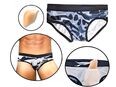 Herren Badehose Camouflage mit Abnehmbare Push-Up Pad Männer Polster Badeslip Grau 26,90€* in 78052