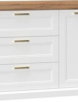 Home affaire Sideboard Tara, Landhaus Kombikommode B/T/H: 138/48/91 cm, FSC®-zertifiziert (Soft-Close-Funktion, goldfarbene Metallgriffe, Innendekor Holzoptik), lackiert mit wasserbasiertem UV-Lack, unempfindlich und kratzfest