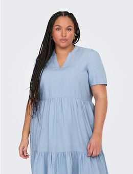 ONLY CARMAKOMA Minikleid CARTIRI-CARO S/S V-NECK LIN DRESS TLR Sommerkleid