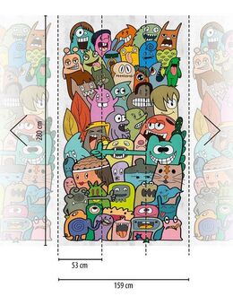 living walls Fototapete THE WALL III Comic Tapete Motivtapete Kinderzimmer Comic, glatt, matt, (1 St), Vliestapete Kindertapete für Schlafzimmer Küche Wohnzimmer Comic Flur