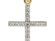 JOBO Kreuzanhänger Anhänger Kreuz, 375 Gold mit Zirkonia