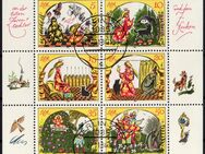 DDR: MiNr. 2914 B - 2919 B, 27.11.1984, "Märchen von der toten Zarentochter (XIV)", Rand oben nicht durchgezähnt, Tagsstempel (Bogenentwertung) - Brandenburg (Havel)