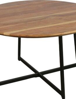 byLIVING Couchtisch Alina, mit massiver Akazien - Platte und schwarzem Metallgestell, rund 80cm.