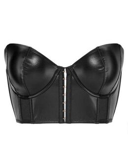 petite fleur gold Corsage mit abnehmbaren Trägern, Long-BH in Leder-Optik, sexy Dessous
