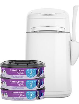 LitterLocker® Genie Katzenstreu-Entsorgungseimer, weiß - Sparset: LitterLocker®, weiß + 3 Nachfüllkassetten
