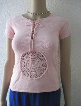 NEU * Sexy * Hippie * Boho * Style * Häckel- Einsatz * Kurzarm * Bindeband * Bodycon * Pullover "comma," Gr. 34/ XS * rosè * rosequarz * - Riedlingen