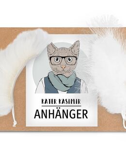 Kater Kasimir Katzenangel mit Schaffell - Zubehör: Ersatzanhänger 2er Set Feder + Schaffell (OHNE Katzenangel)