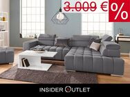 Mega Ecksofa 307x201cm Samt Grau Schlaffunktion Luxus-Microfaser - Köln