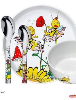 WMF Kindergeschirr-Set Die Biene Maja (6-tlg), 1 Personen, Cromargan® Edelstahl Rostfrei 18/10, Porzellan, ab 3 Jahren, hygienisch, säurefest